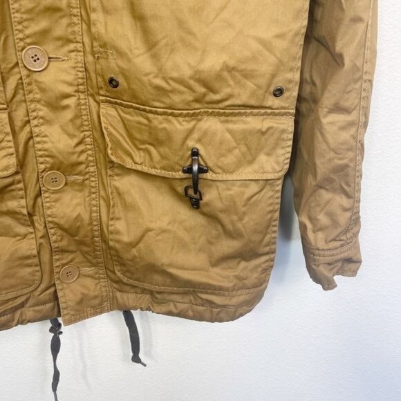 Empyre Khaki Canvas Field Coat with Multiple Pockets & Hood Layering Size Large - Picture 5 of 12